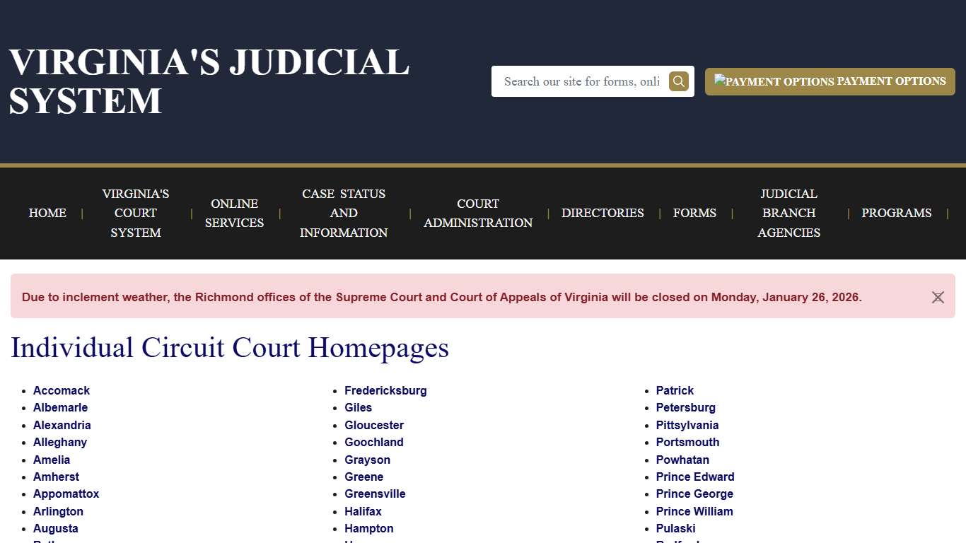 Individual Circuit Court Homepages Virginia Court System