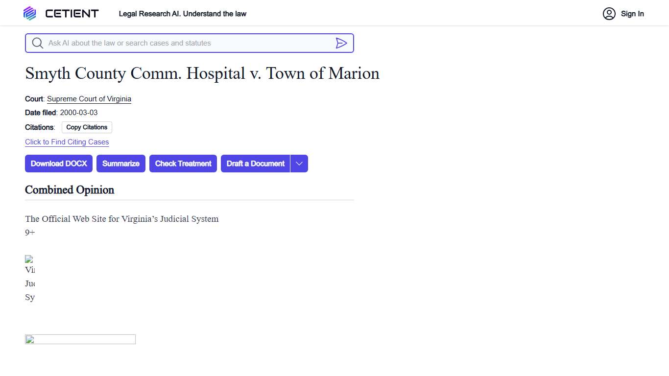 Smyth County Comm. Hospital v. Town of Marion - Case Law