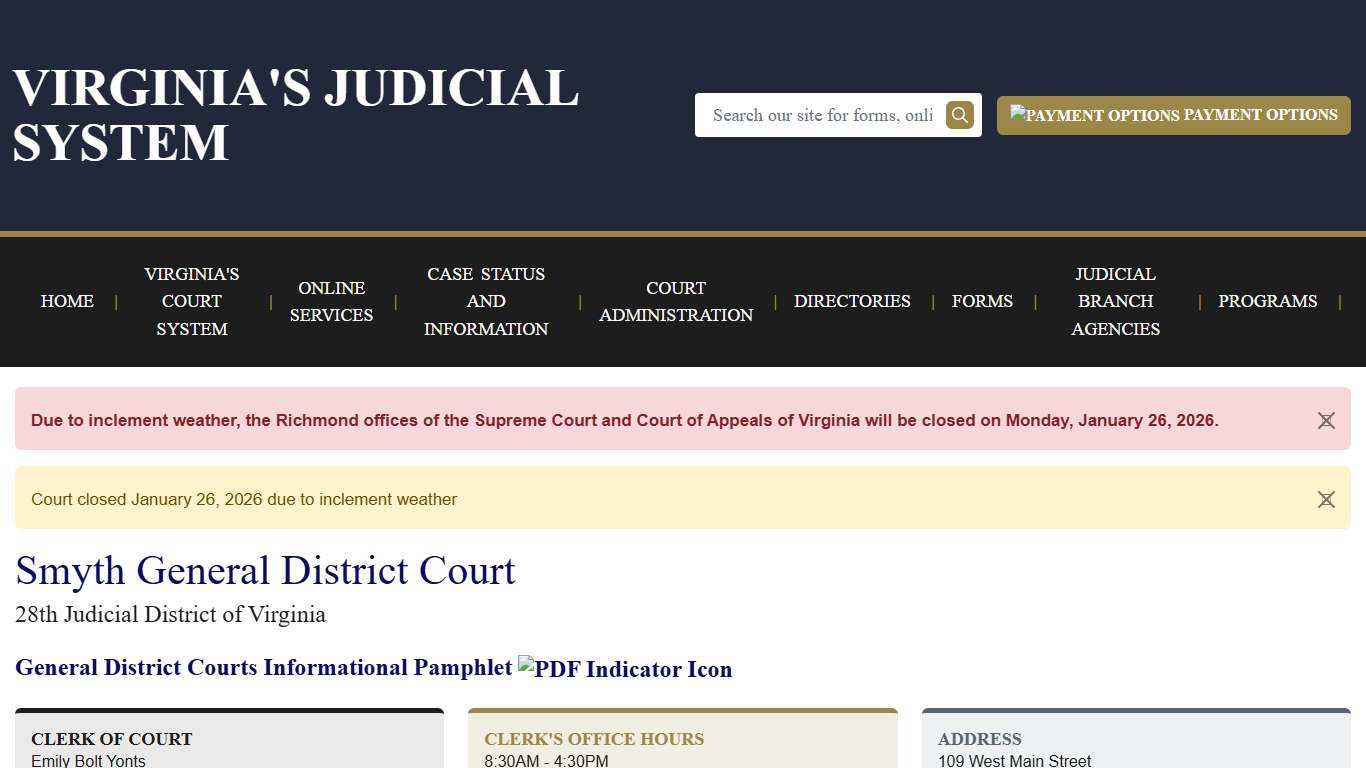 Smyth General District Court Virginia Court System